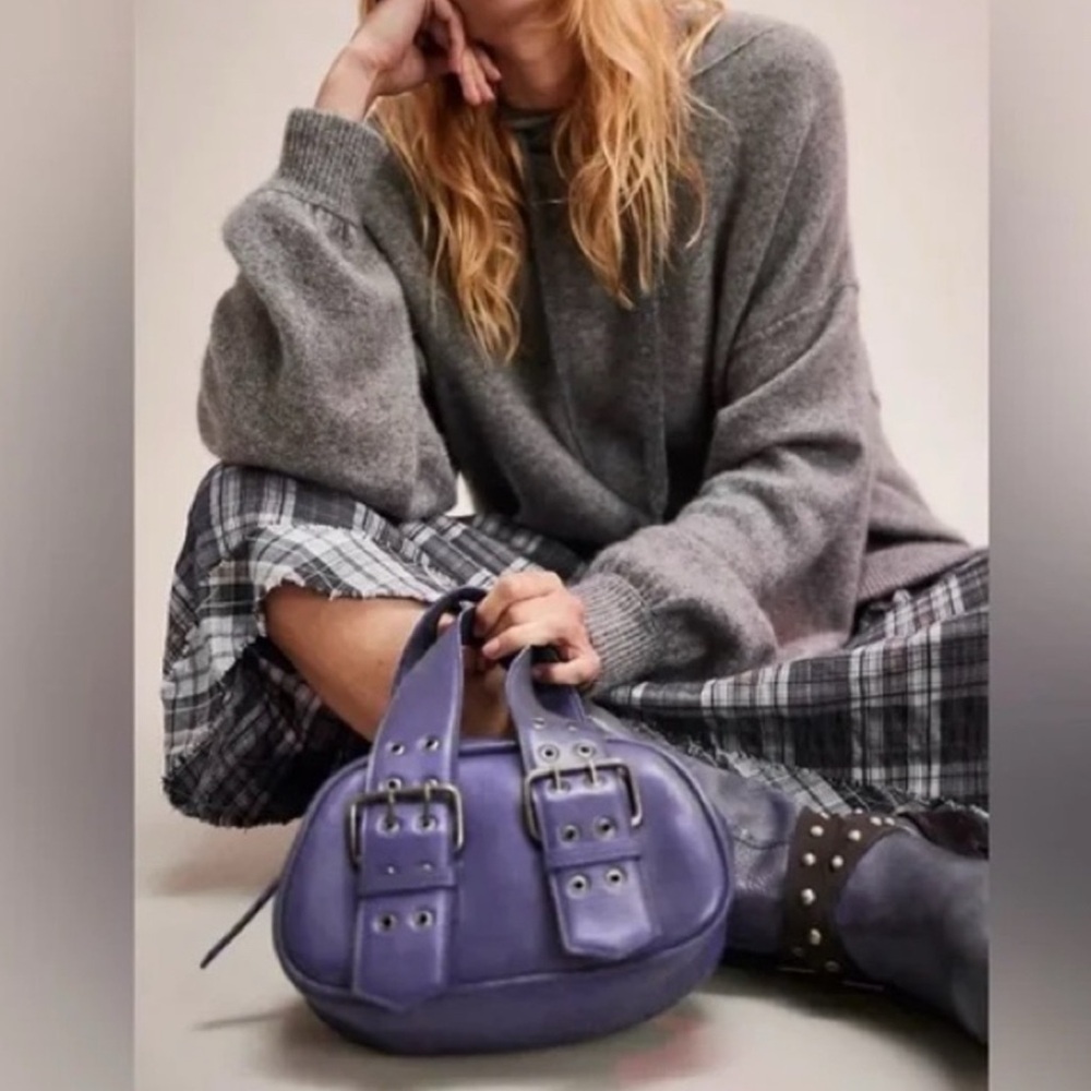 Free People SAY YES Luxe Leather Bag // purple // NWT